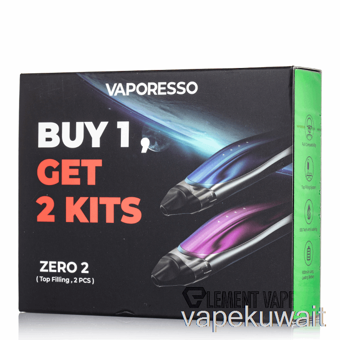 نظام جراب Vaporesso Zero 2 2-pack الترويجي أسود أزرق + أسود أرجواني نظام Vape Pod